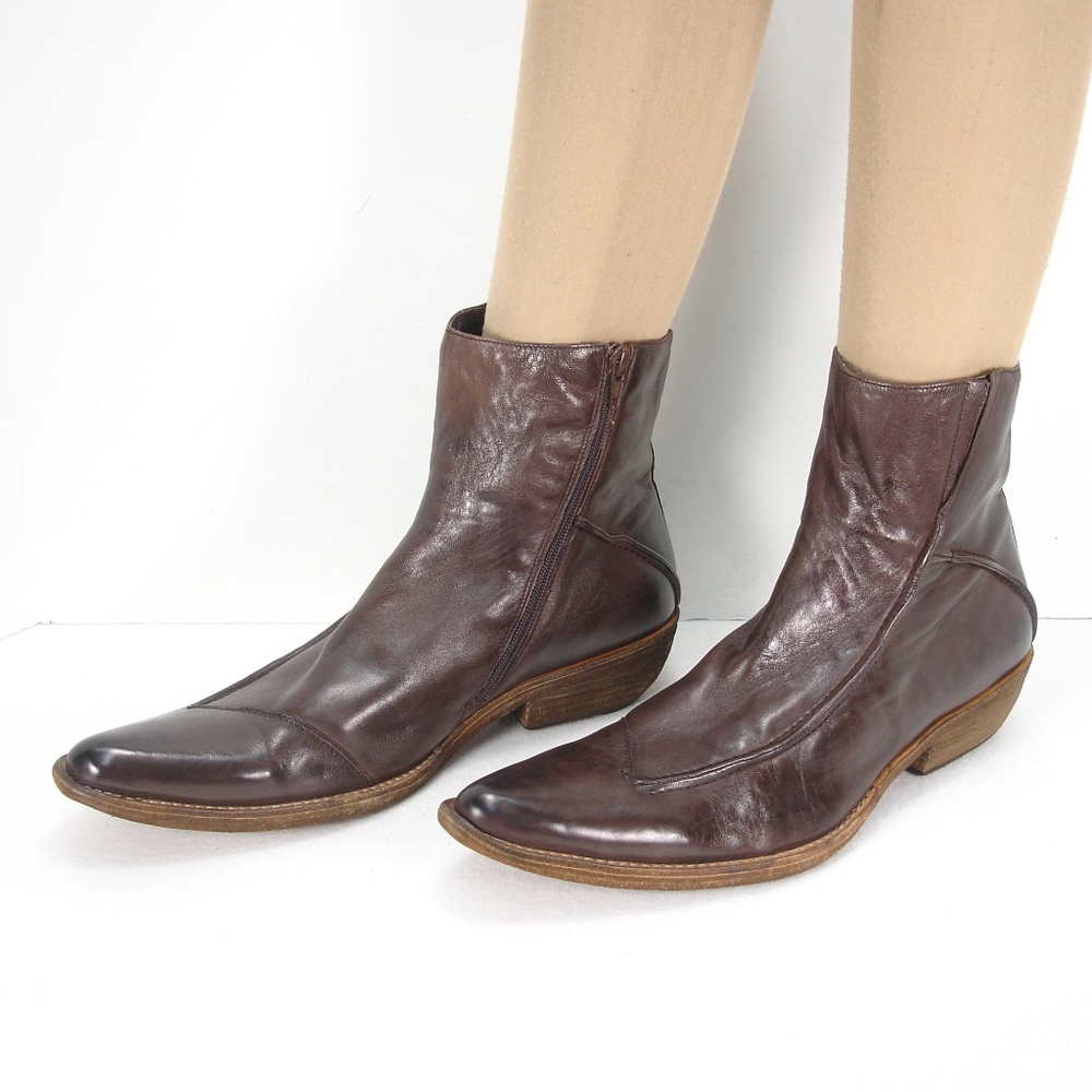 NEW ORONERO BROWN SOFT LEATHER ANKLE BOOTS 12